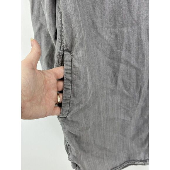 Philosophy Gray 100% Tencel Long Sleeve Button Tunic Dress Women's Size SMALL - Picture 3 of 5